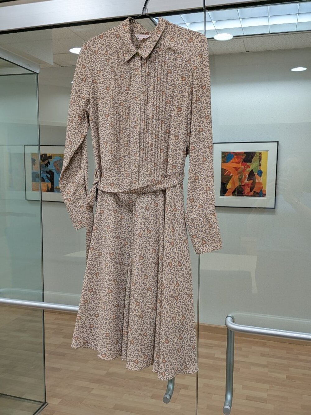 Nanette Lepore Cream and Taupe Printed Midi Dress
